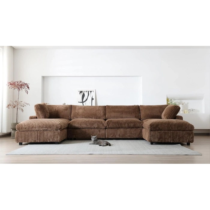 U Şekilli Modüler Koltuk & Puf – Sirius Serisi - Kahverengi