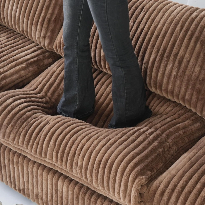 U Şekilli Modüler Koltuk & Puf – Sirius Serisi - Kahverengi