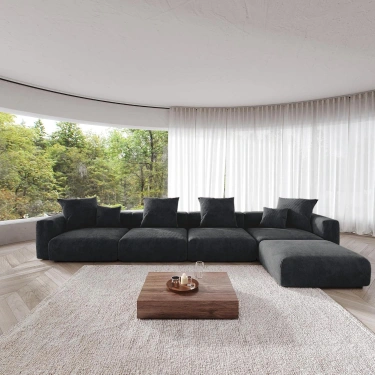 4’lü Modüler Koltuk Takımı & Puf – Nova Serisi - Siyah