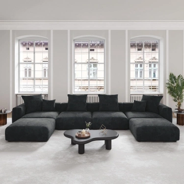 U Şekilli Modüler Koltuk – Nova Serisi - Siyah