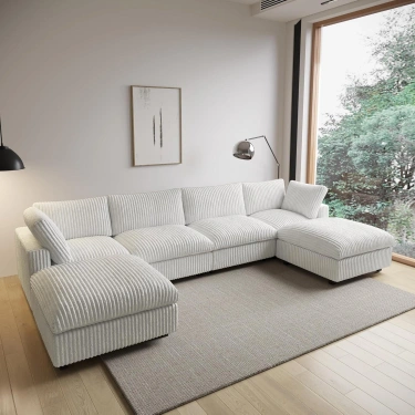 U Şekilli Modüler Koltuk & Puf – Sirius Serisi - Beyaz