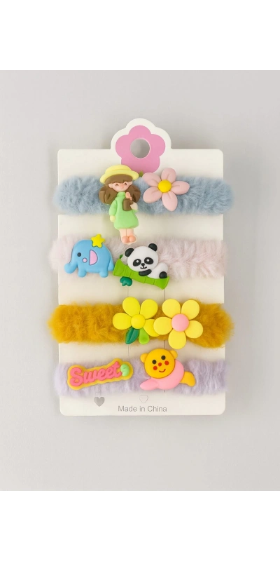 4lü Bağlamalı Figürlü Lastikli Toka Panda