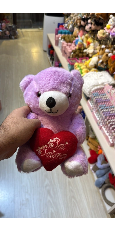 Kalplı ayıcık mor