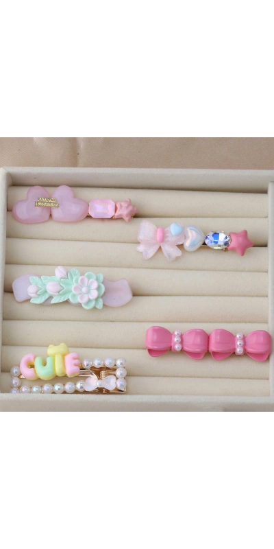 Pembe Renkli Çıtçıt 5li Toka Seti