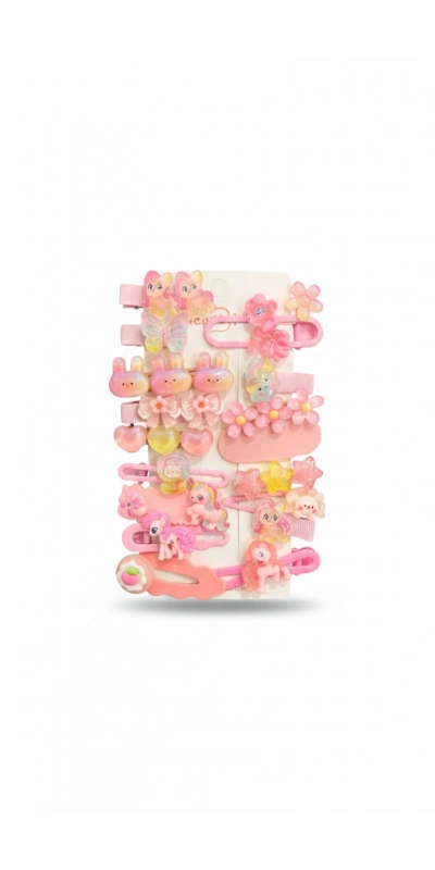 Çoklu Karışık Toka Seti Pembe