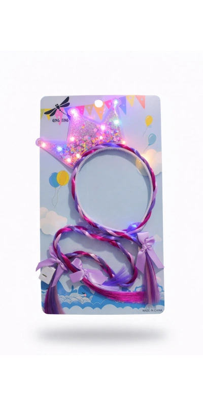 Simli Prenses Saç Tacı (IŞIKLI) mor renk