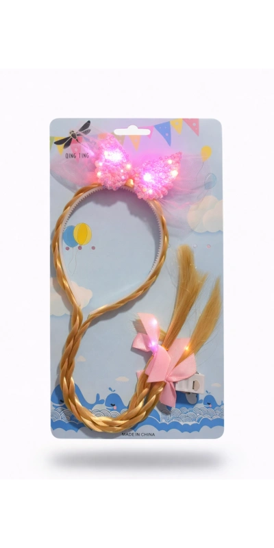 Pembe Fiyonklu Prenses Saç Tacı (IŞIKLI) sarı renk