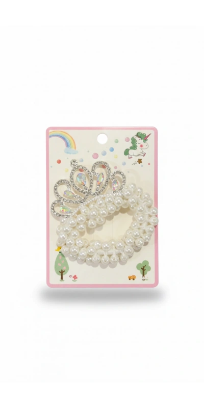 İncili Prenses Taçlı Çocuk Saç Tokası