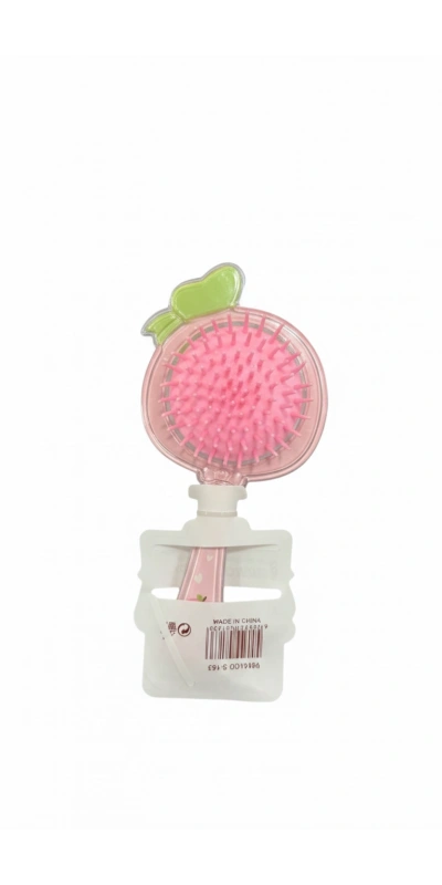 Şeftali Tasarımlı Pembe Süslü Tarak