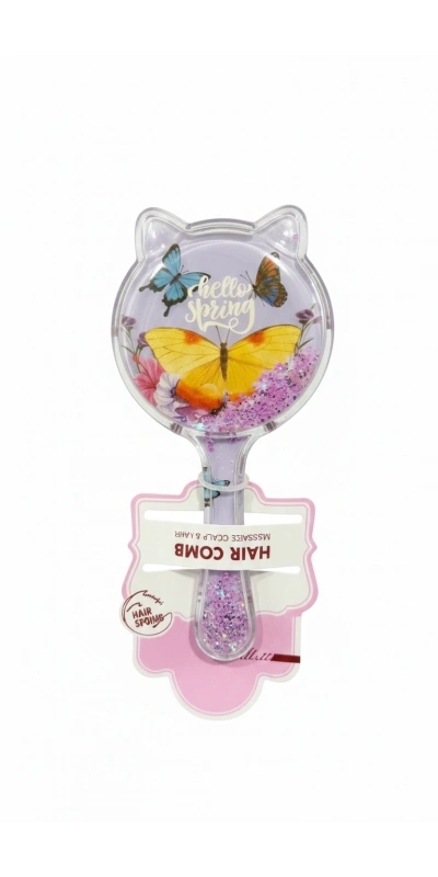 kelebek Figürlü Mor Süslü Tarak