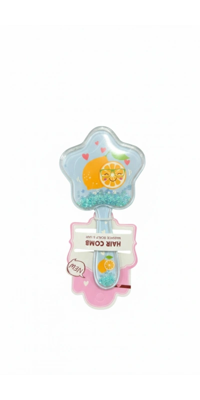 Limon Tasarımlı Yıldız Şeklinde Mavi Süslü Tarak