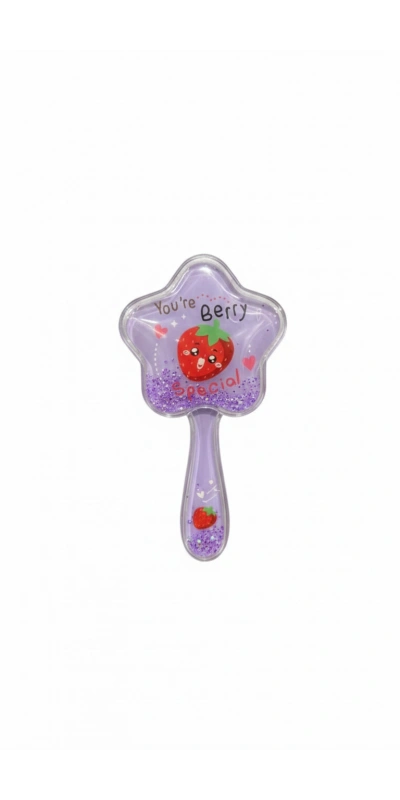 Çilek Figürlü Yıldız Şeklinde Mor Süslü Tarak