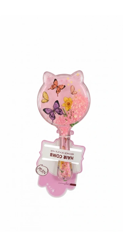 Kedi Kulağı Şeklinde Kelebekli Pembe Tarak