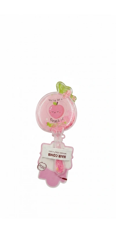 Şeftali Tasarımlı Pembe Süslü Tarak