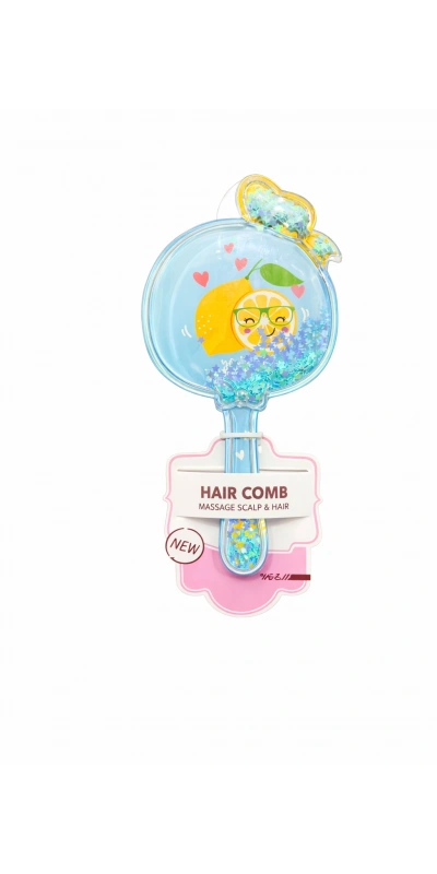 Limon Figürlü Yuvarlak Mavi Tarak