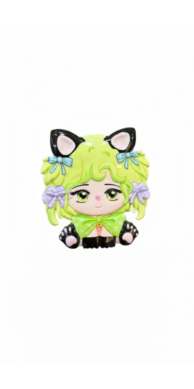 Kedi Kulaklı Sevimli Mini Tarak Yeşil Renk