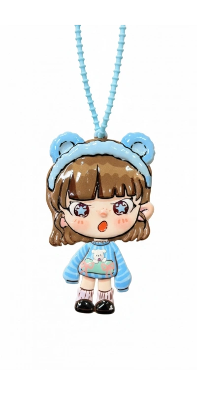 Sinirli Kız Figürlü Ayna Mavi Renk