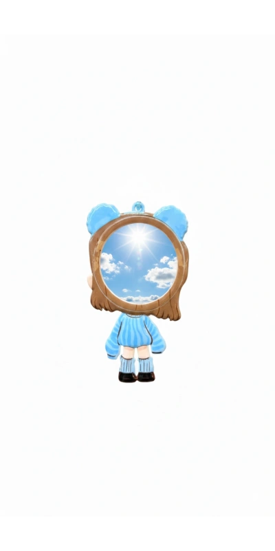 Sinirli Kız Figürlü Ayna Mavi Renk