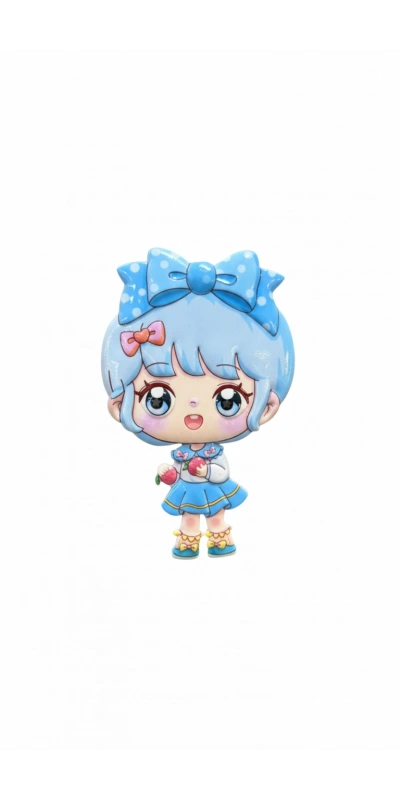 Sevimli Kız Figürlü Ayna Mavi Renk