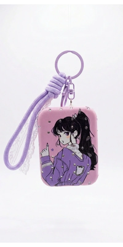 Kız Figürlü Mor Cep Aynası