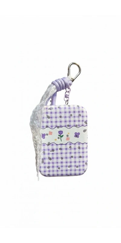 Çiçekli Kare Desenli Cep Aynası