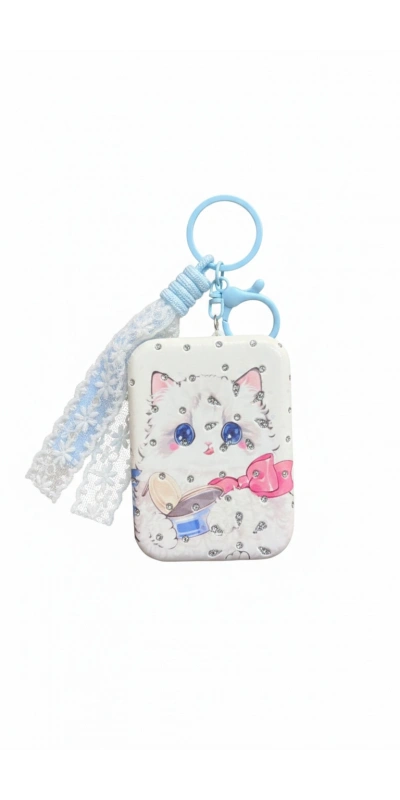 Sevimli Kedi Beyaz Cep Aynası