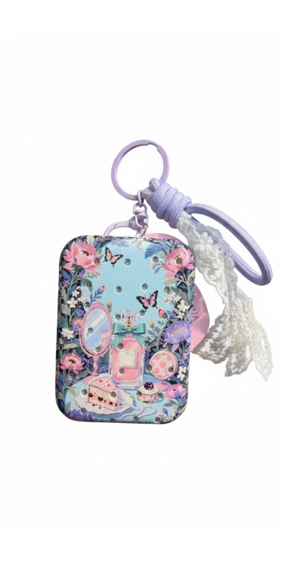 Çiçek Desenli Karışık Figürlü Cep Aynası