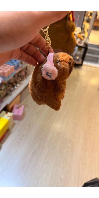 Cappypara kulaklıksı müzik dinliyor pembe