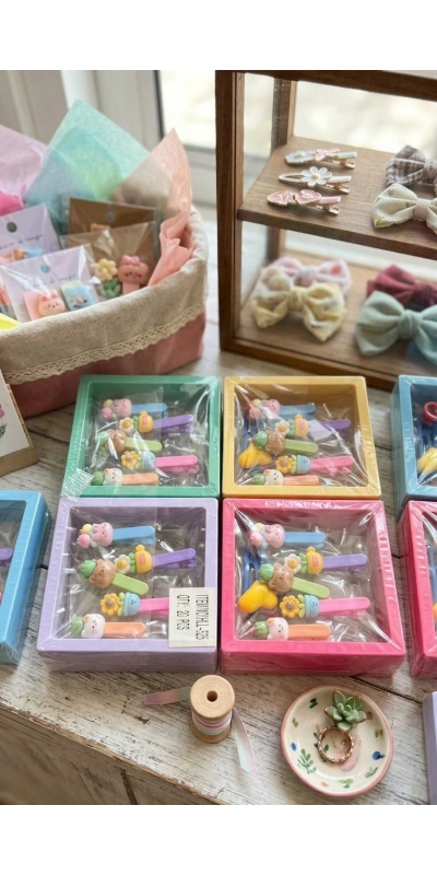 Özel Kutulu Sevimli Hayvan Figürlü Toka Seti - Pastel Seri