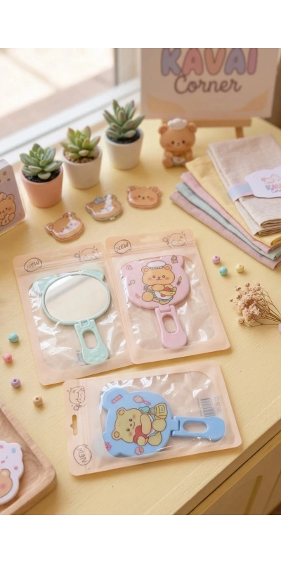 Sevimli Ayıcık Figürlü Katlanabilir El Aynası