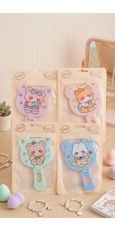 Sevimli Ayıcık Figürlü Katlanabilir El Aynası