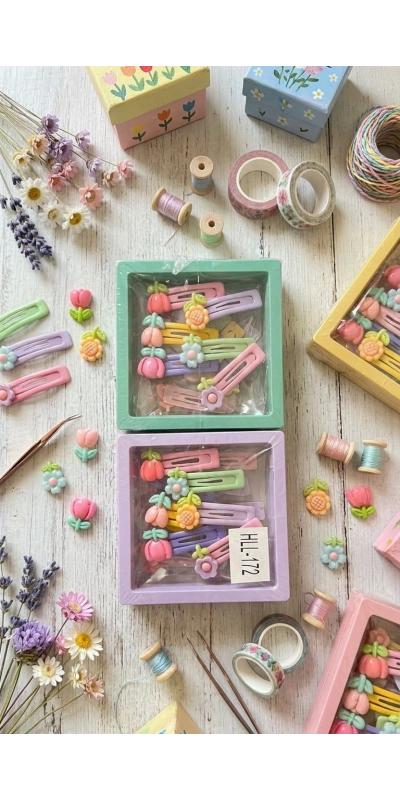 Çiçek Figürlü 6lı Toka Seti