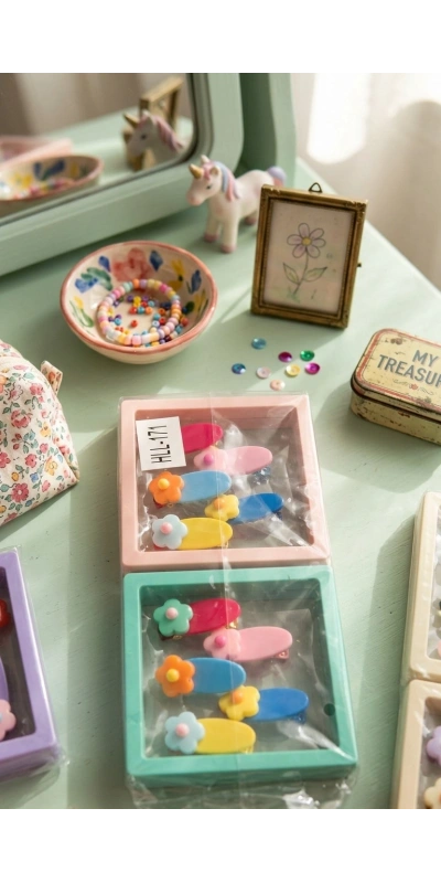 Papatya Çiçekli 5li Toka Seti