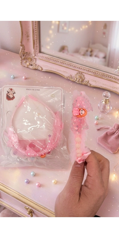 Kız Figürlü Pullu İncili Çocuk Tacı