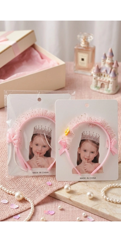 Pembe Renk Tüllü Çocuk Tacı