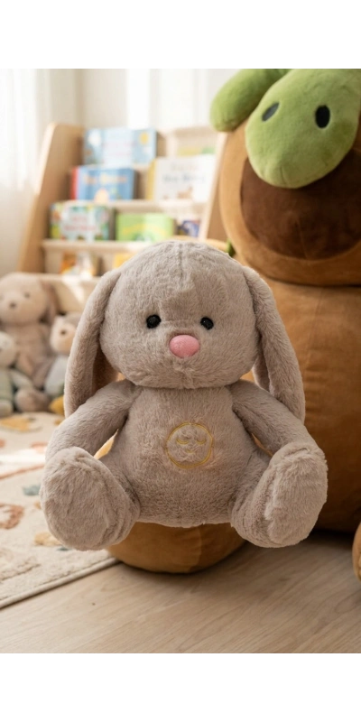 Bej Renk Ayıcık Kulaklıksı Nefes Alan Bebek Oyuncak