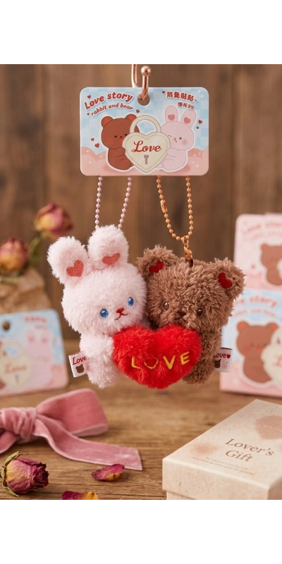 Love Story Kalpli Hayvanlar Çanta Süsü Anahtarlık