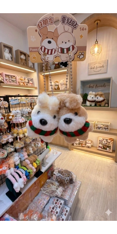 Best Friends Peluş Köpekler Çanta Süsü Anahtarlık