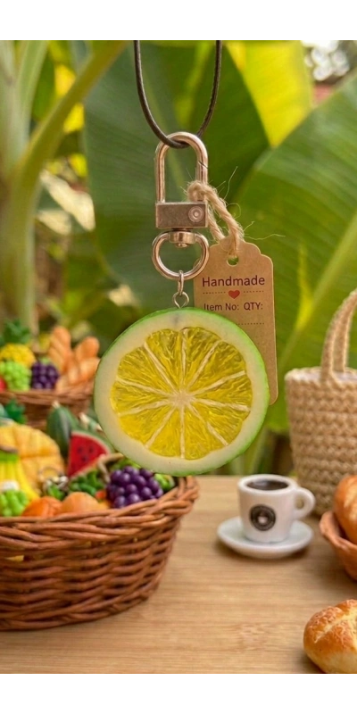 Yeşil Limon Dilimi Anahtarlık