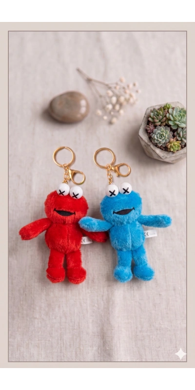 Elmo ve Kurabiye Canavarı Anahtarlık Çanta Süsü
