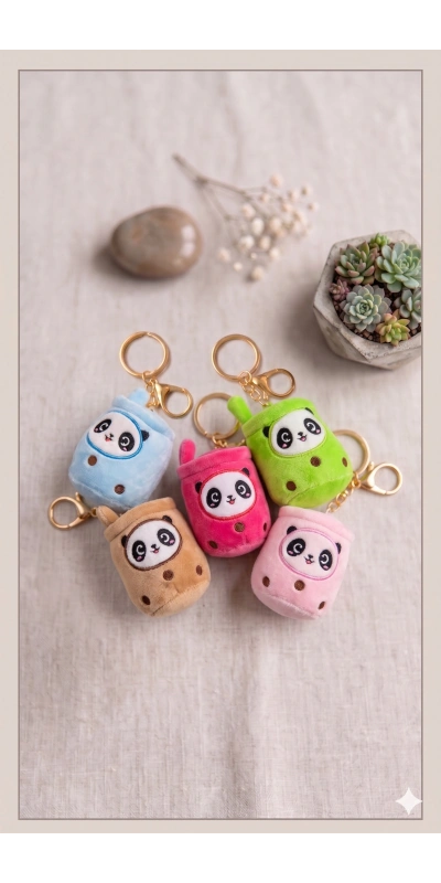 Bardak Panda Peluş Anahtarlık Çanta Süsü