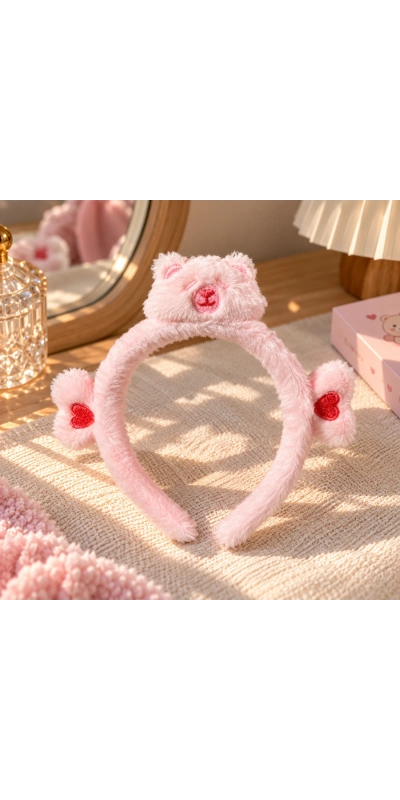 Ayıcıklı Pembe Peluş Taç