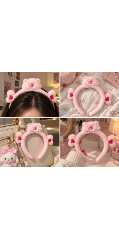 Ayıcıklı Pembe Peluş Taç