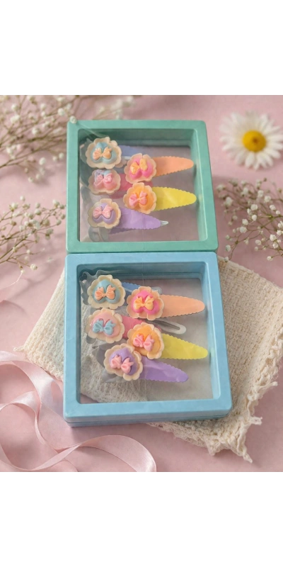 Fiyonklu Pastel Renkler Vakumlu Kutulu Toka Seti