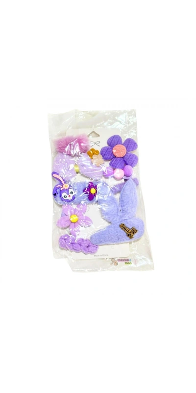 Mor Çiçek 6lı Toka Seti