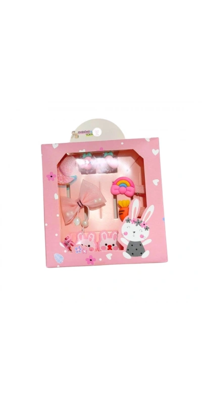 Pembe Tavşan Çocuk Toka Seti
