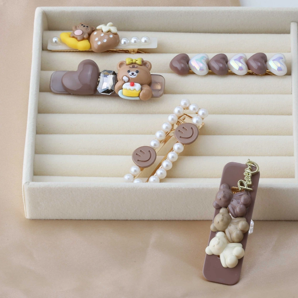 Sevimli Kalpli Ayıcık Figürlü 5li Toka Seti