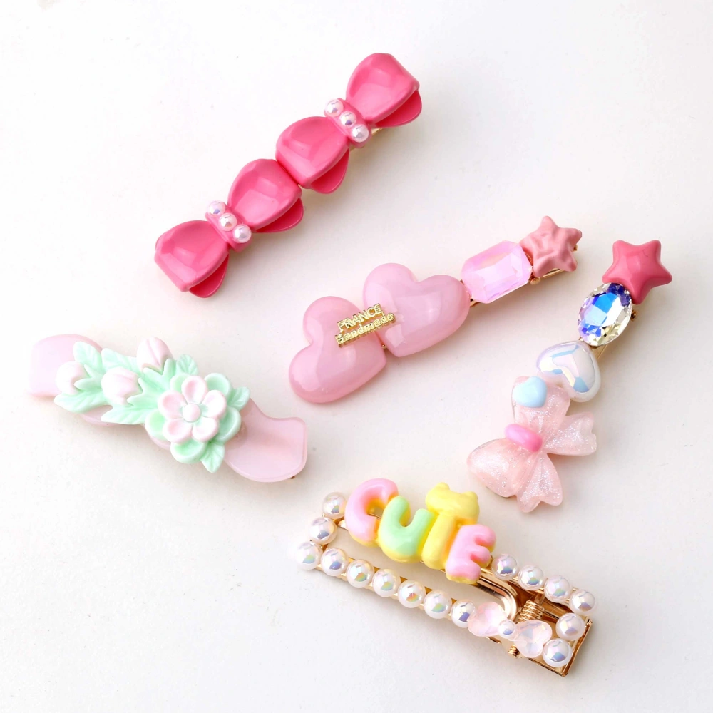 Pembe Renkli Çıtçıt 5li Toka Seti