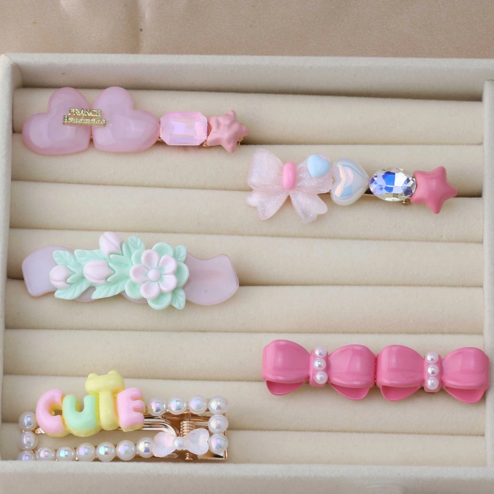 Pembe Renkli Çıtçıt 5li Toka Seti