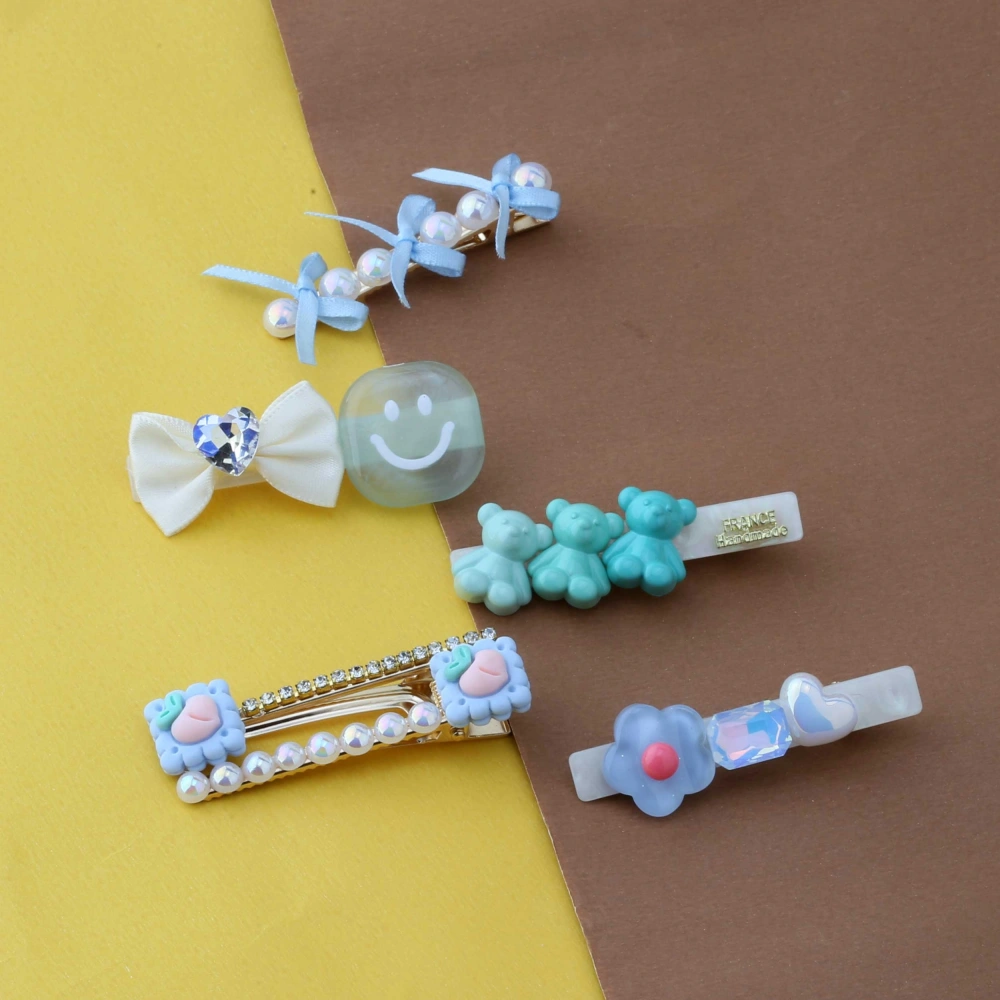 Mavi Tonlu Kız Çocuk 5li Toka Seti